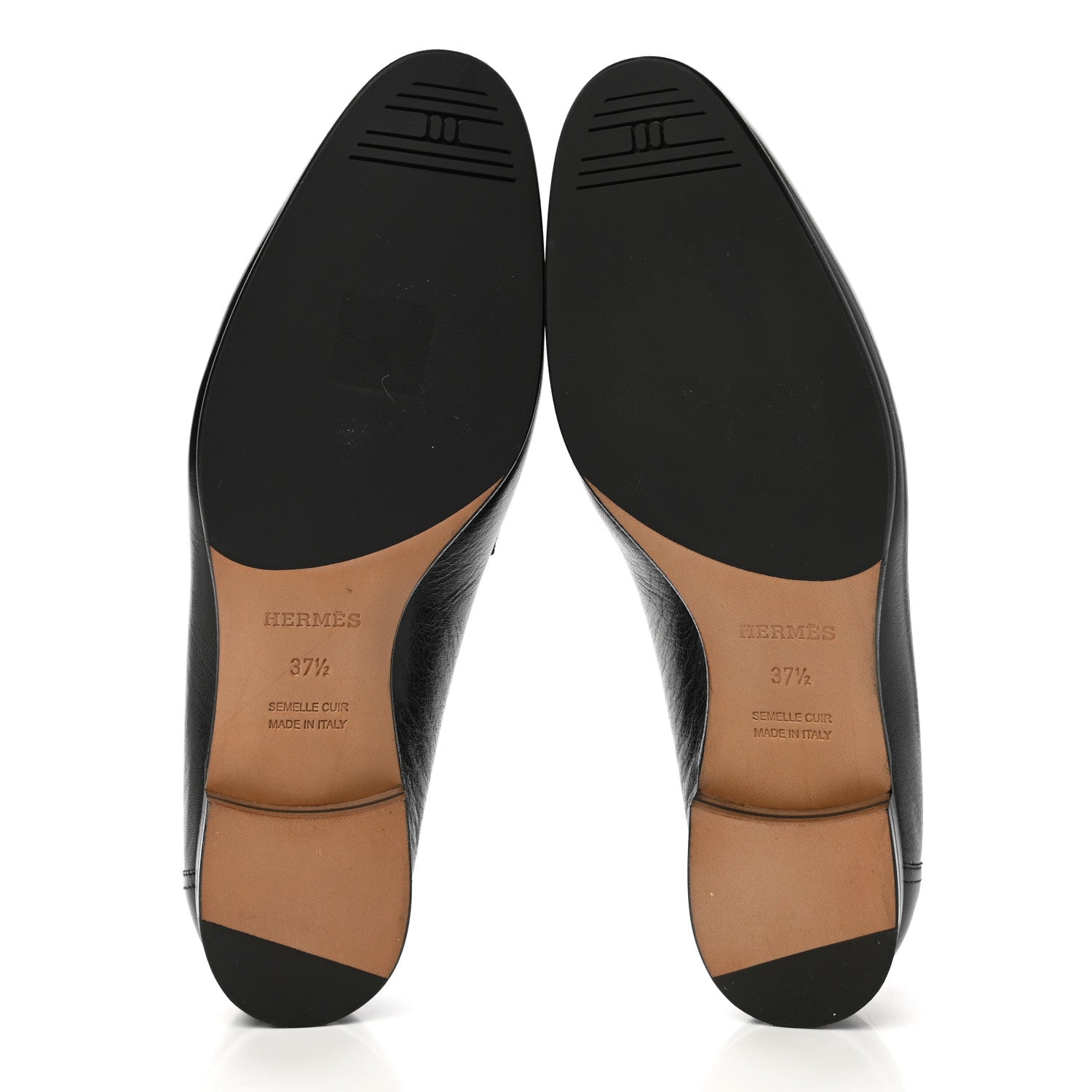 Hermes Goatskin Womens Paris Loafers 37.5 Black 5 of 8