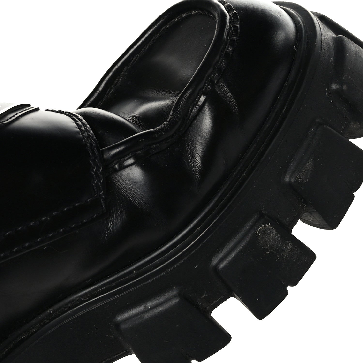 Prada Spazzolato Rois Metal Triangle Logo Mens Monolith 60mm Loafers 8 Black 10 of 10