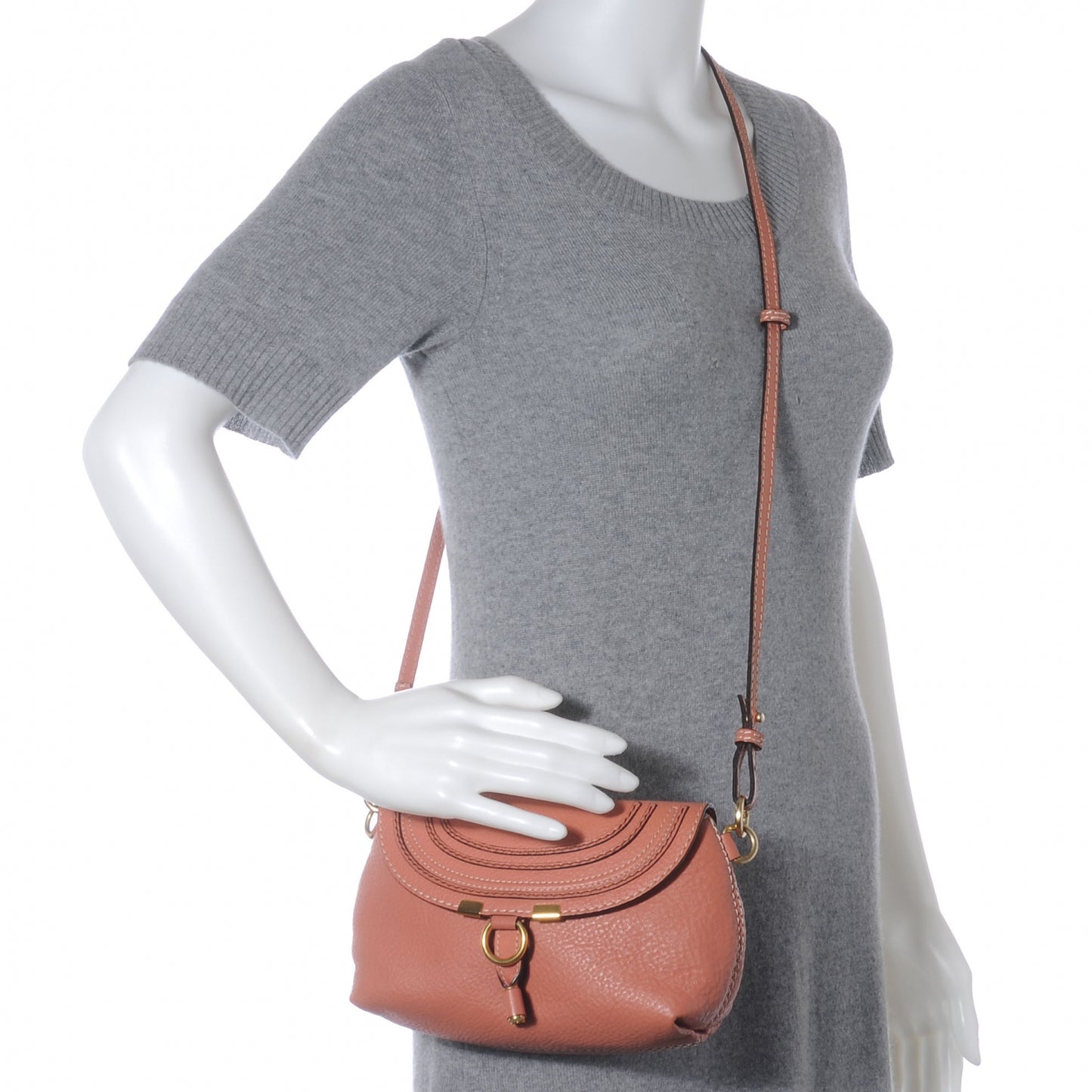 Calfskin Small Marcie Crossbody Bag Coral