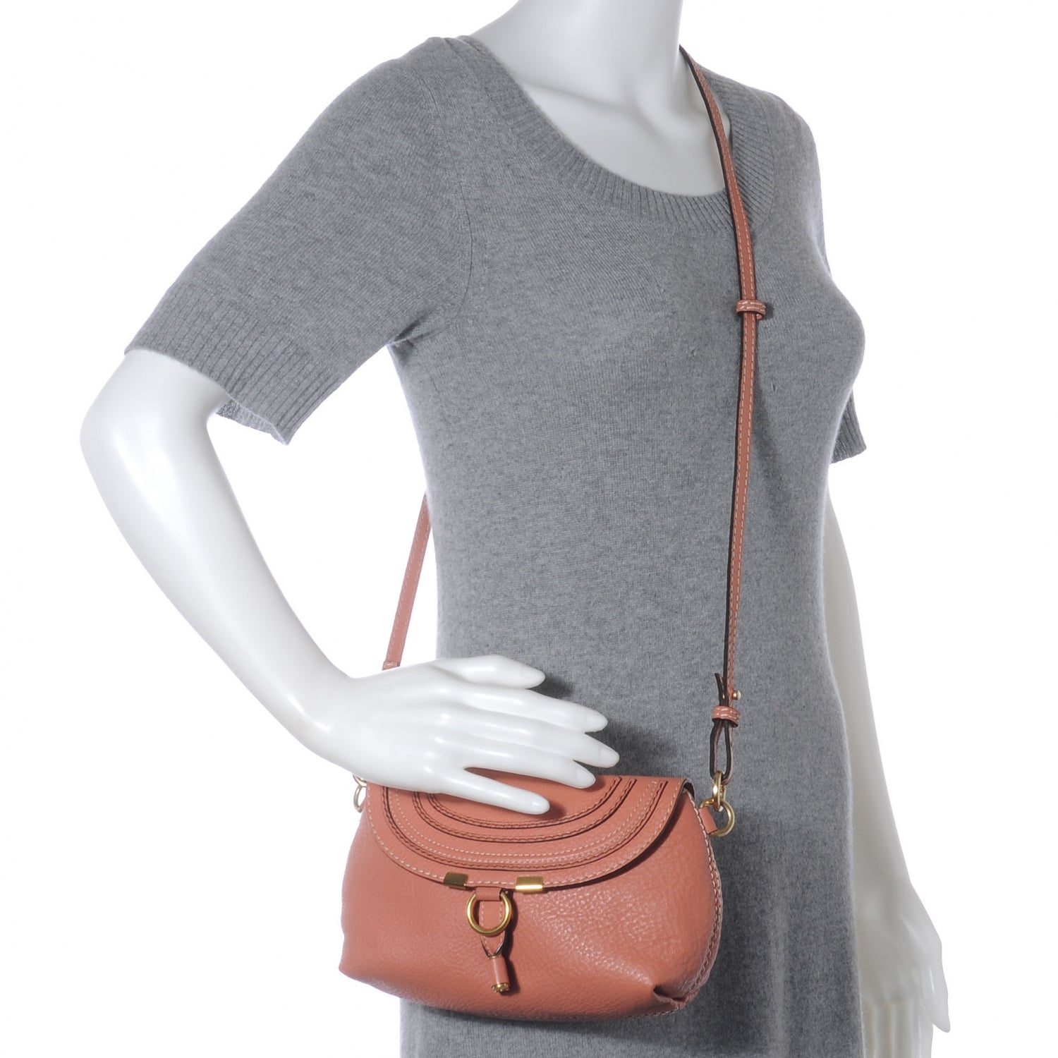 Chloe Calfskin Small Marcie Crossbody Bag Coral 2 of 8