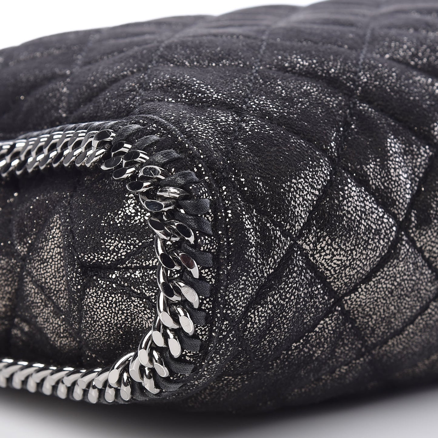 Chamois Shiny Dotted Quilted Big Falabella Tote Ruthenium