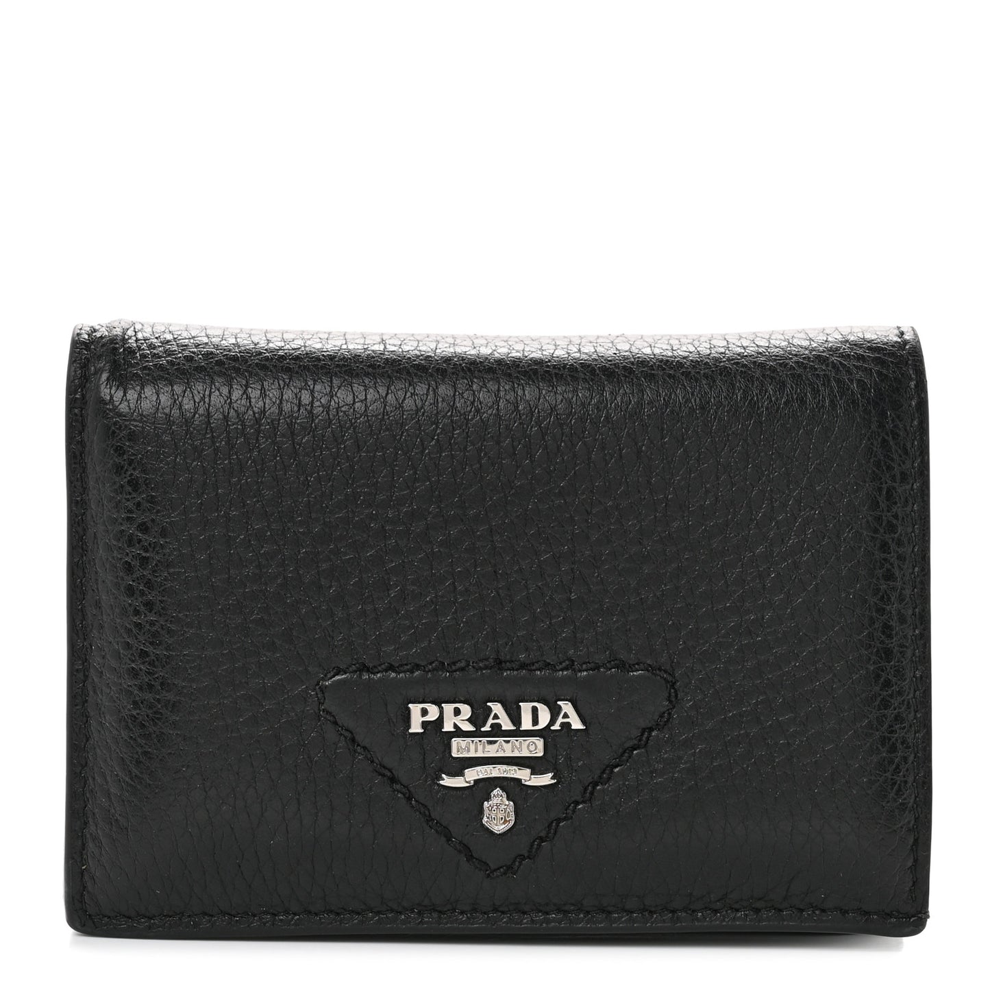 Vitello Daino Triangle Bi-Fold Card Holder Wallet Black