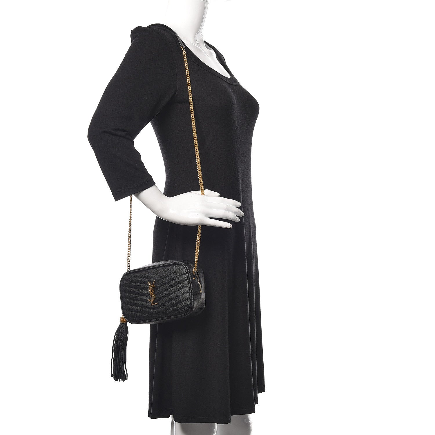Saint Laurent Grain De Poudre Matelasse Monogram Mini Lou Camera Bag Black 2 of 10