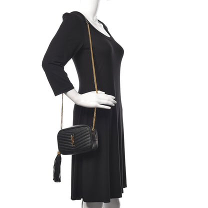 Saint Laurent Grain De Poudre Matelasse Monogram Mini Lou Camera Bag Black 2 of 10