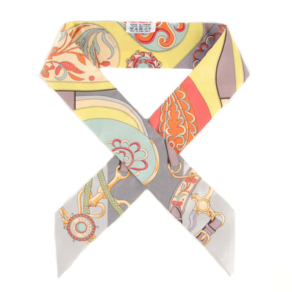 Hermes Silk Festival des Amazones Twilly Gris Jaune Corail 1 of 6