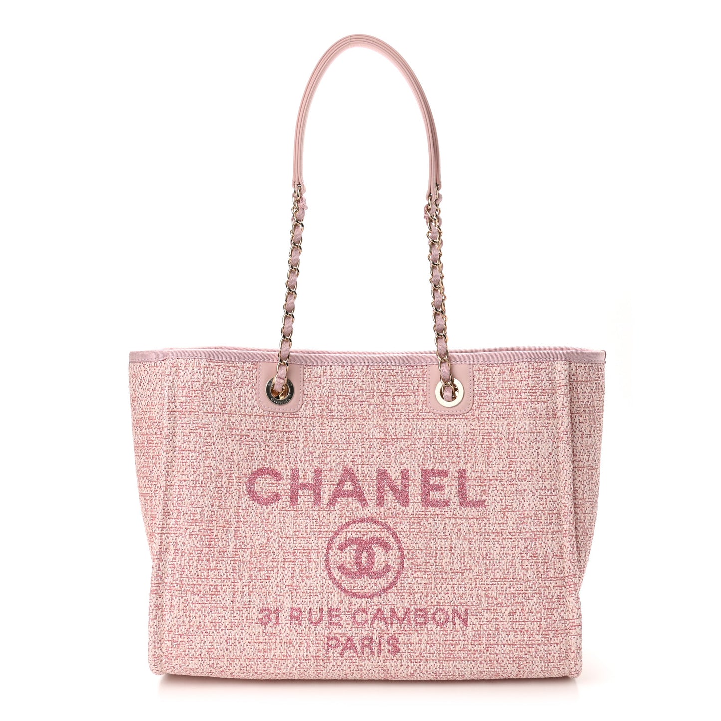 Lurex Boucle Small Deauville Tote Pink