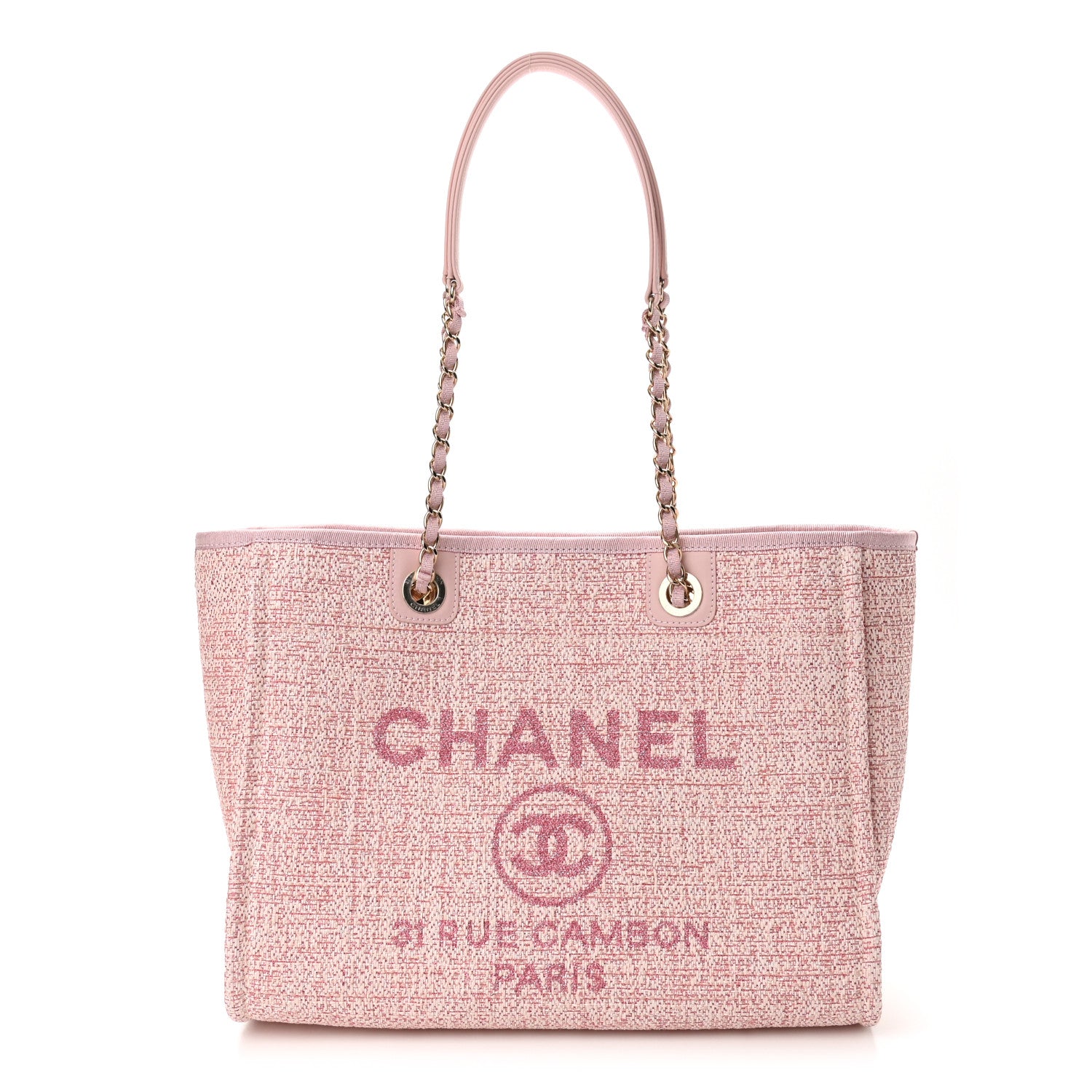 Chanel Lurex Boucle Small Deauville Tote Pink 1 of 10