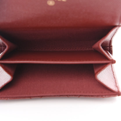 Chanel Caviar Quilted Flap Card Holder Wallet Dark Red 5 of 8