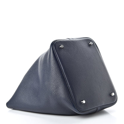 Hermes Taurillon Clemence Swift Eclat Picotin Lock 22 MM Bleu Nuit Bleu Electrique 4 of 12