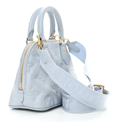 Louis Vuitton Calfskin Bubblegram Alma BB Ice Blue 3 of 9