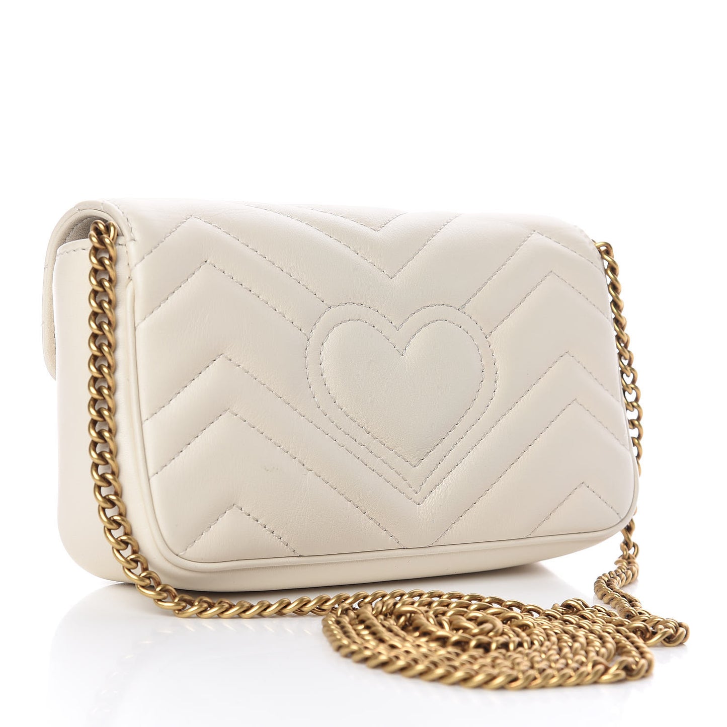 Calfskin Matelasse Super Mini GG Marmont Shoulder Bag White