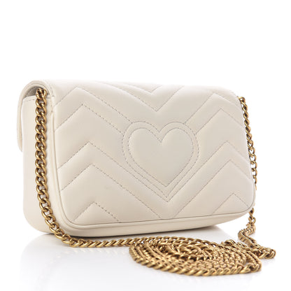 Gucci Calfskin Matelasse Super Mini GG Marmont Shoulder Bag White 3 of 11