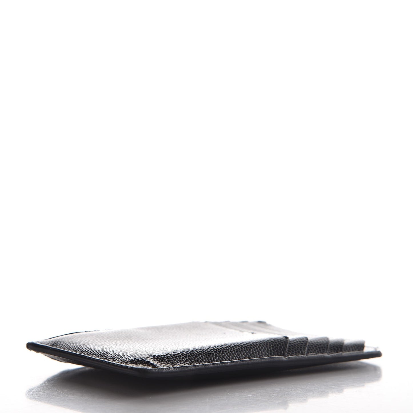 Grained Calfskin 5 Fragments Zip Pouch Card Holder Black
