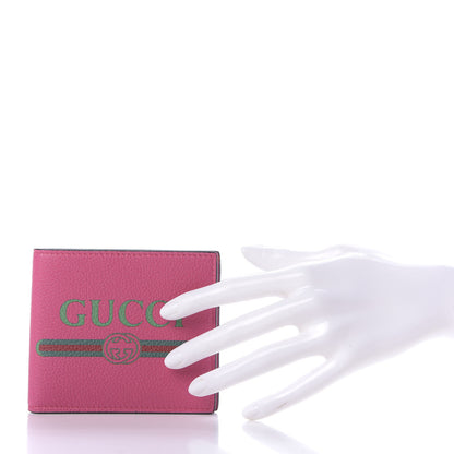 Gucci Grained Calfskin Logo Bi-Fold Wallet Box Pink Green 2 of 10