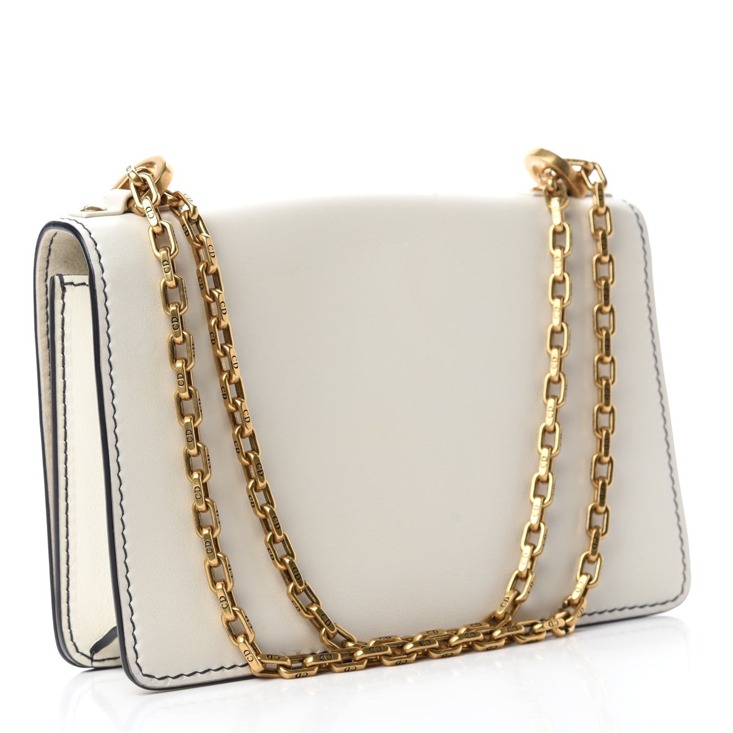 Calfskin J'Adior Chain Flap Bag Off White