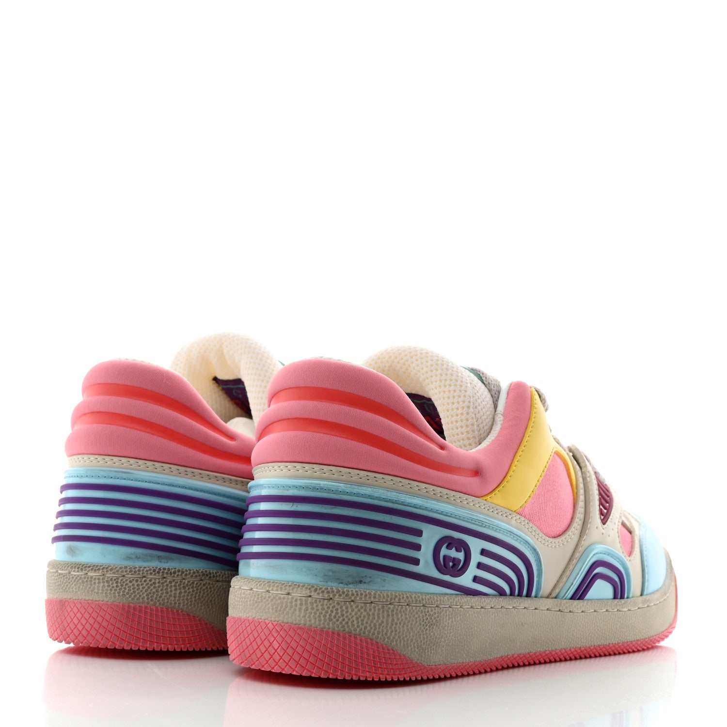 Gucci Demetra Womens Basket Low Top Sneakers 37.5 Spongy Azure Great White Mystic White Box Pink 4 of 9