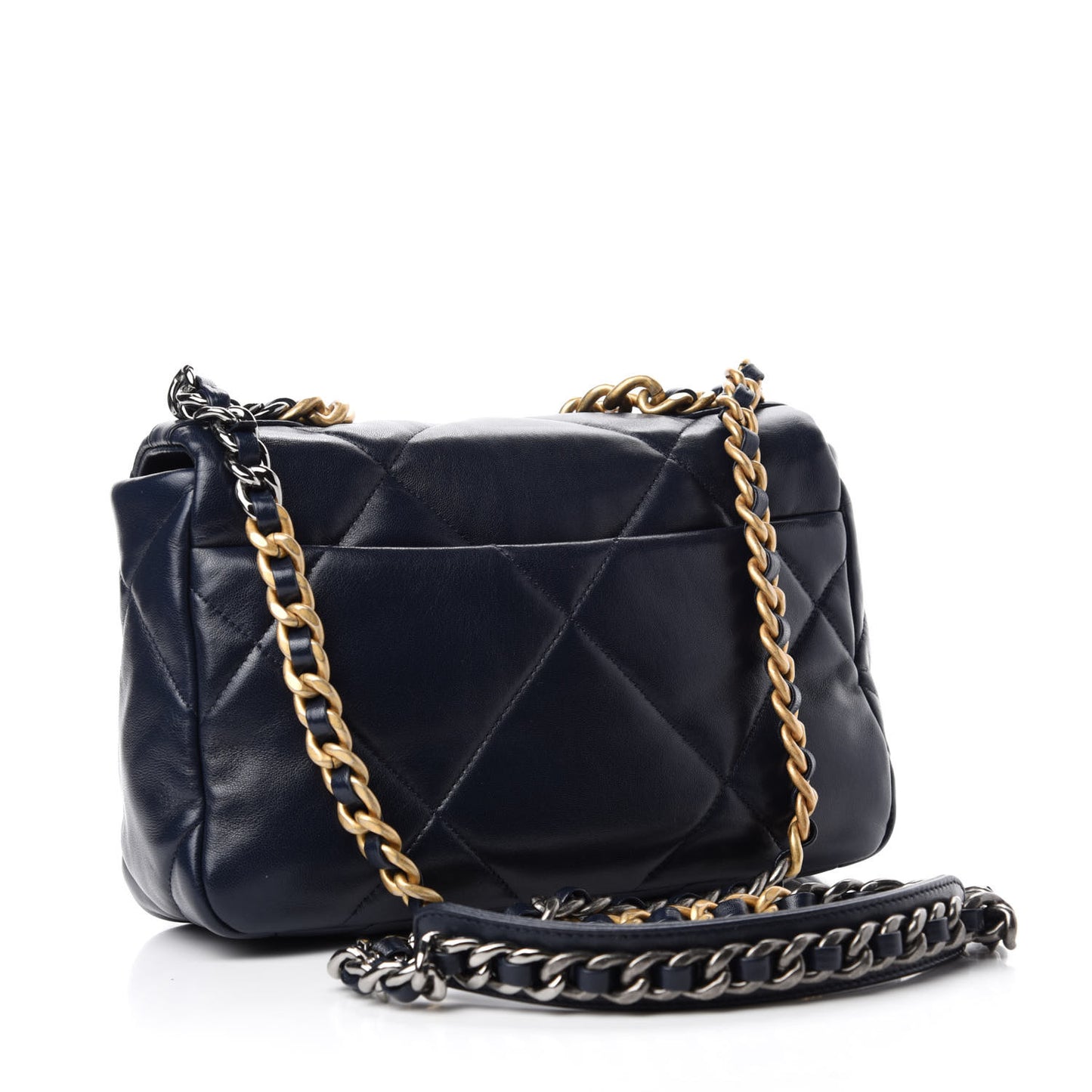 Lambskin Quilted Medium Chanel 19 Flap Navy