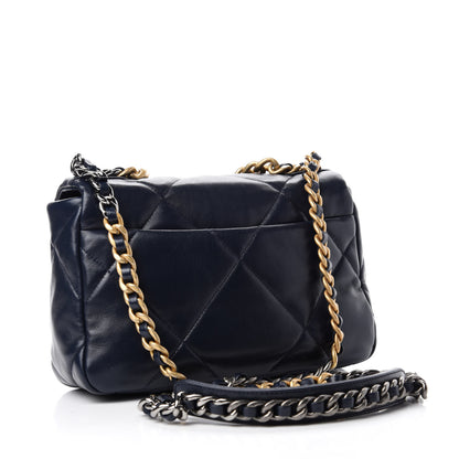Chanel Lambskin Quilted Medium Chanel 19 Flap Navy 3 of 11