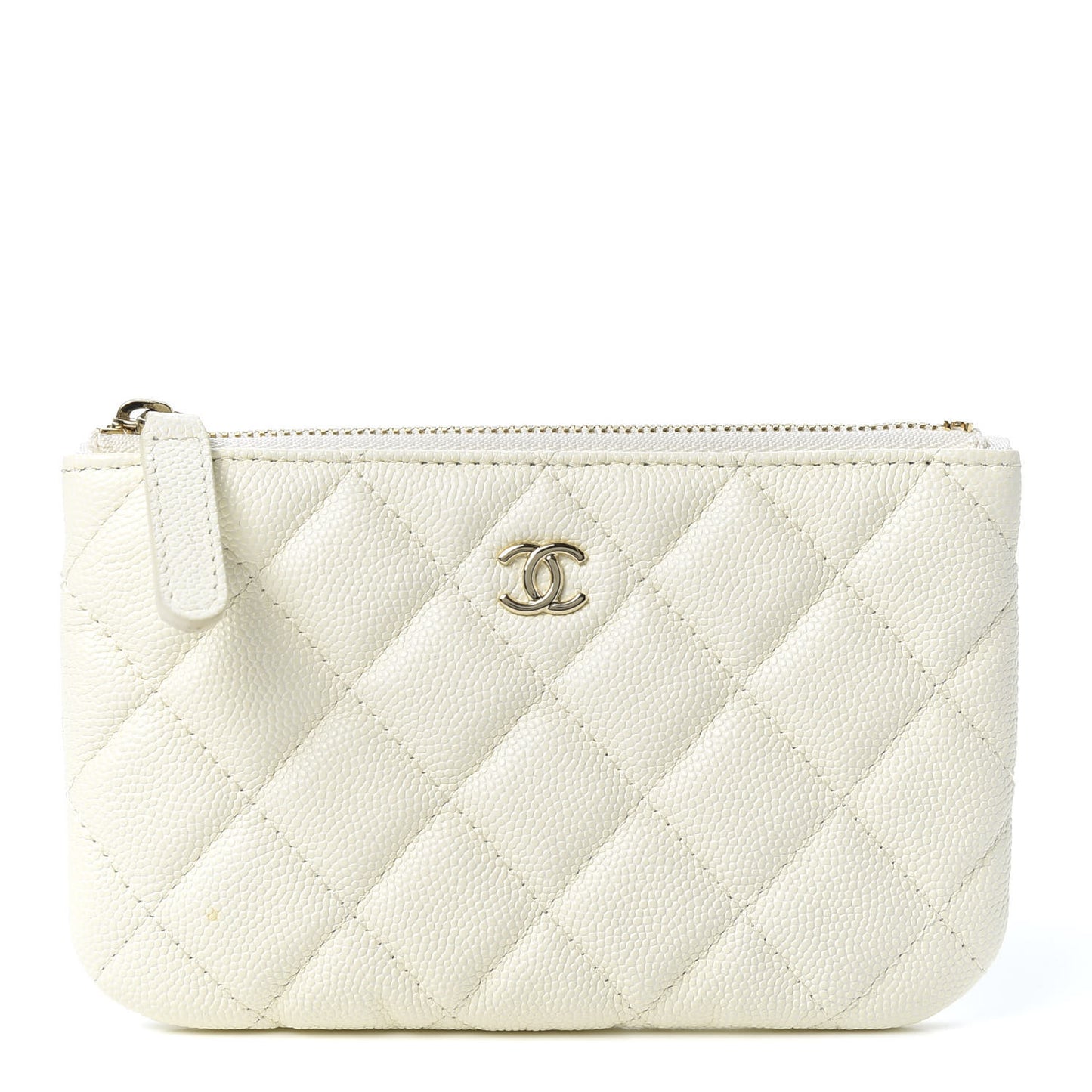 Caviar Quilted Small Cosmetic Case White