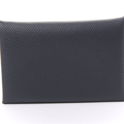 Hermes Epsom Verso Calvi Card Case Bleu Indigo Vert Amande 8 of 9
