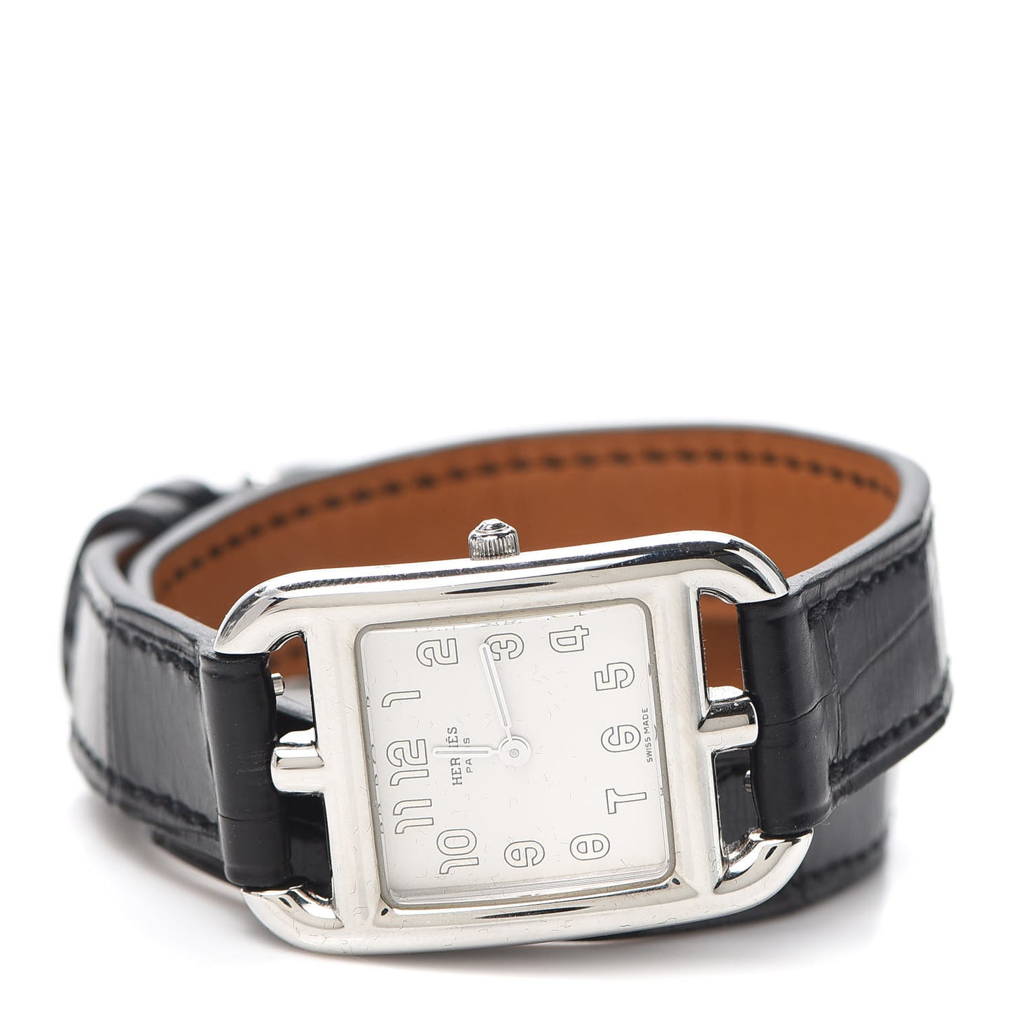 Stainless Steel Alligator 23mm Cape Cod Double Tour Quartz Watch Noir