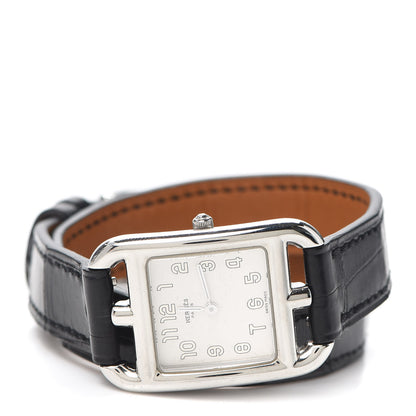 Hermes Stainless Steel Alligator 23mm Cape Cod Double Tour Quartz Watch Noir 2 of 5
