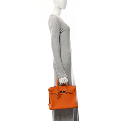 Hermes Taurillon Clemence Birkin 30 Orange 2 of 10