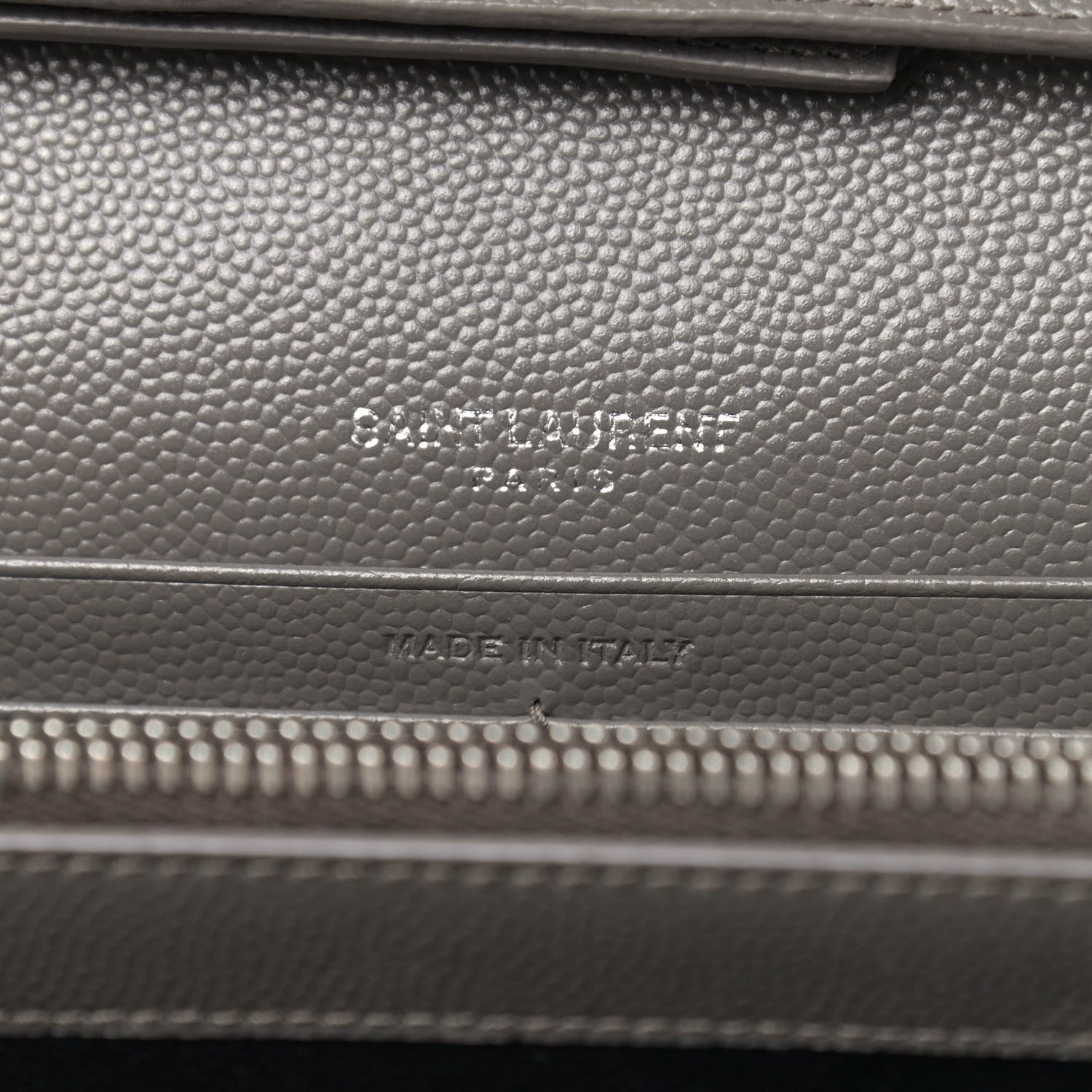 Saint Laurent Grain De Poudre Matelasse Chevron Monogram Chain Wallet Grey 5 of 8
