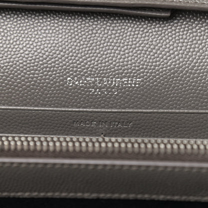 Saint Laurent Grain De Poudre Matelasse Chevron Monogram Chain Wallet Grey 5 of 8