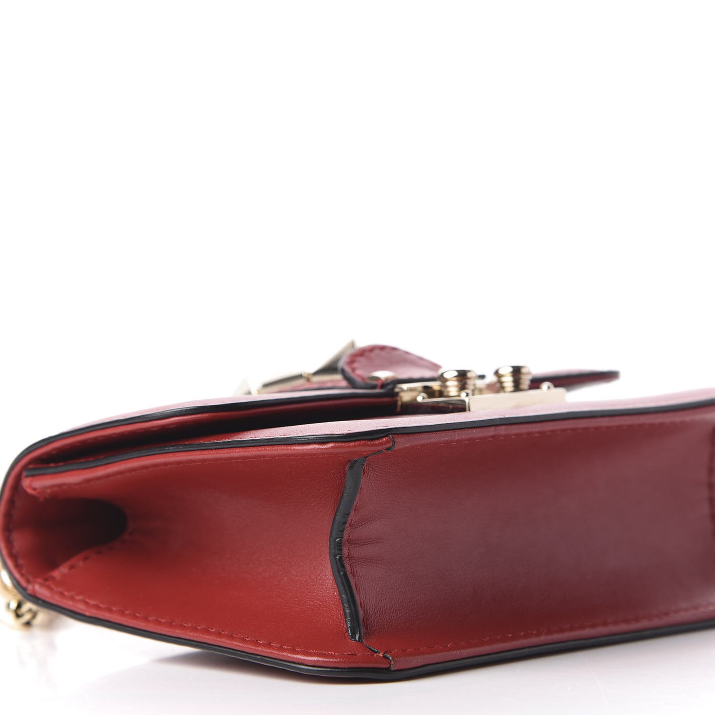 Vitello Mini Glam Lock Rockstud Flap Red
