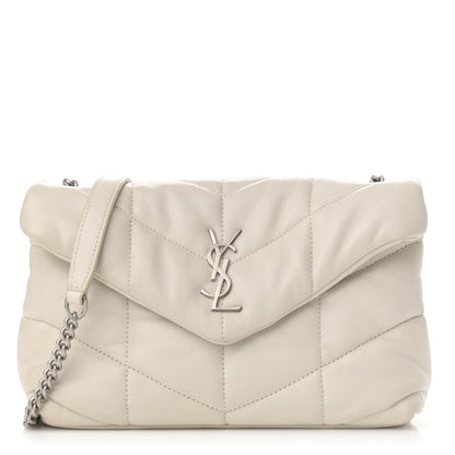 Saint Laurent Lambskin Quilted Toy Loulou Puffer Monogram Chain Satchel Crema Soft 1 of 10