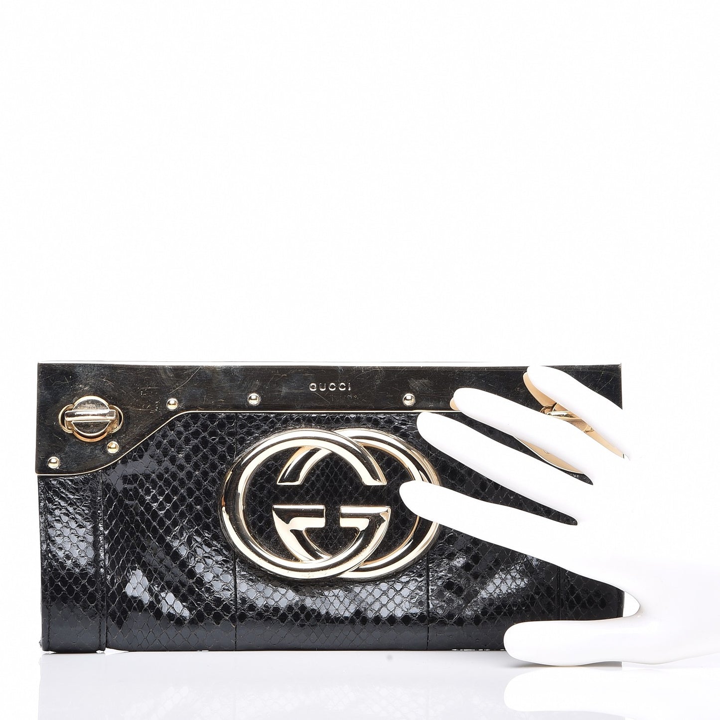 Python Britt Interlocking G Starlight Clutch Black