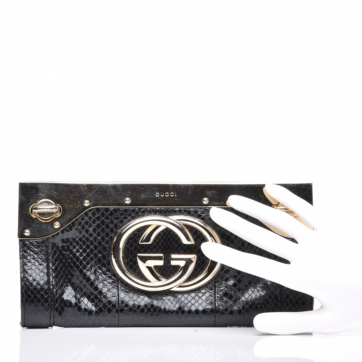 Gucci Python Britt Interlocking G Starlight Clutch Black 2 of 11