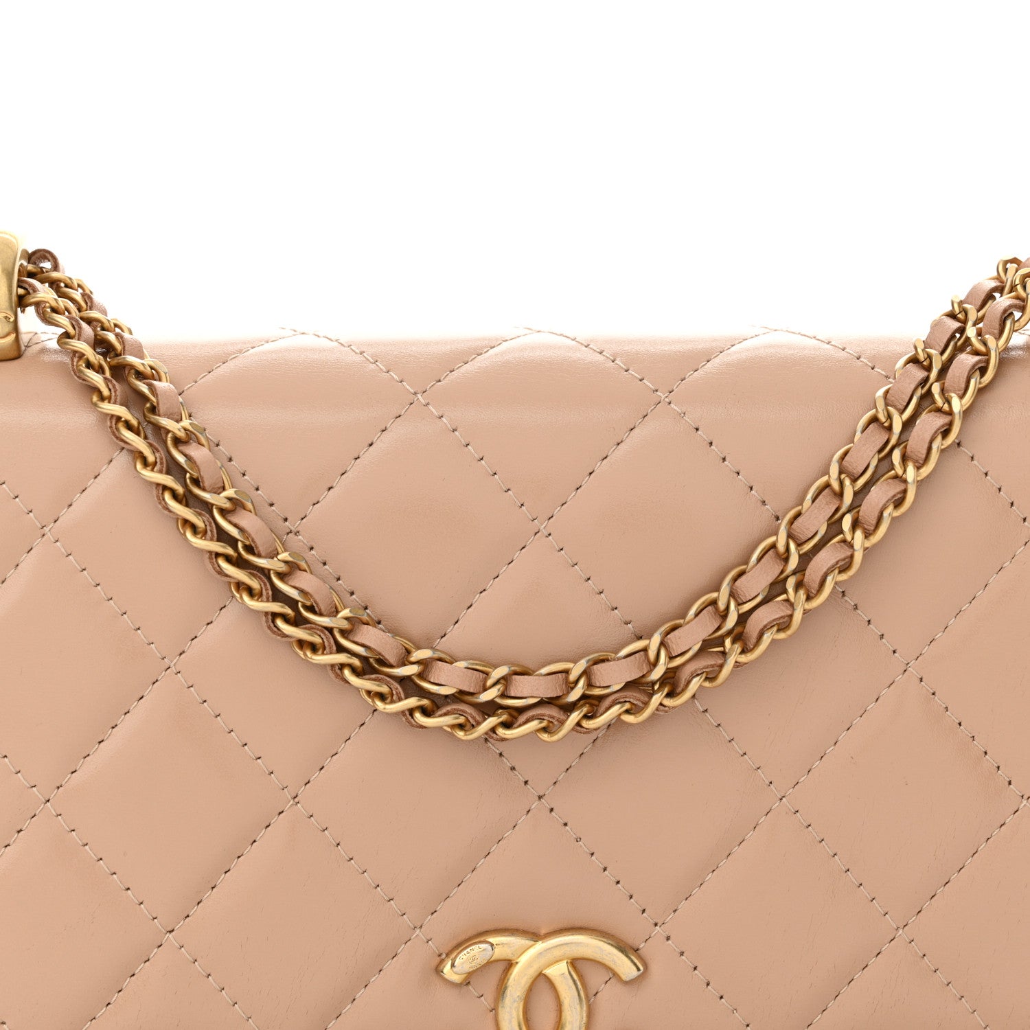 Chanel Calfskin Quilted Perfect Fit Wallet On Chain WOC Beige 9 of 11