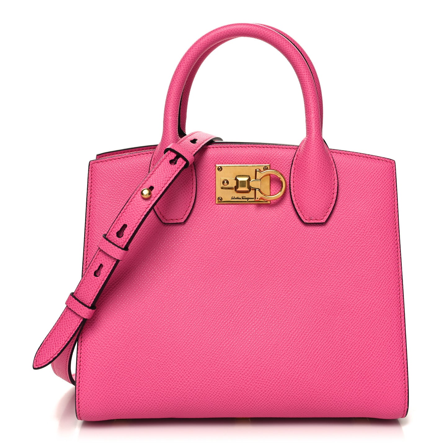 Hammered Calfskin Small The Studio Box Bag Hot Pink