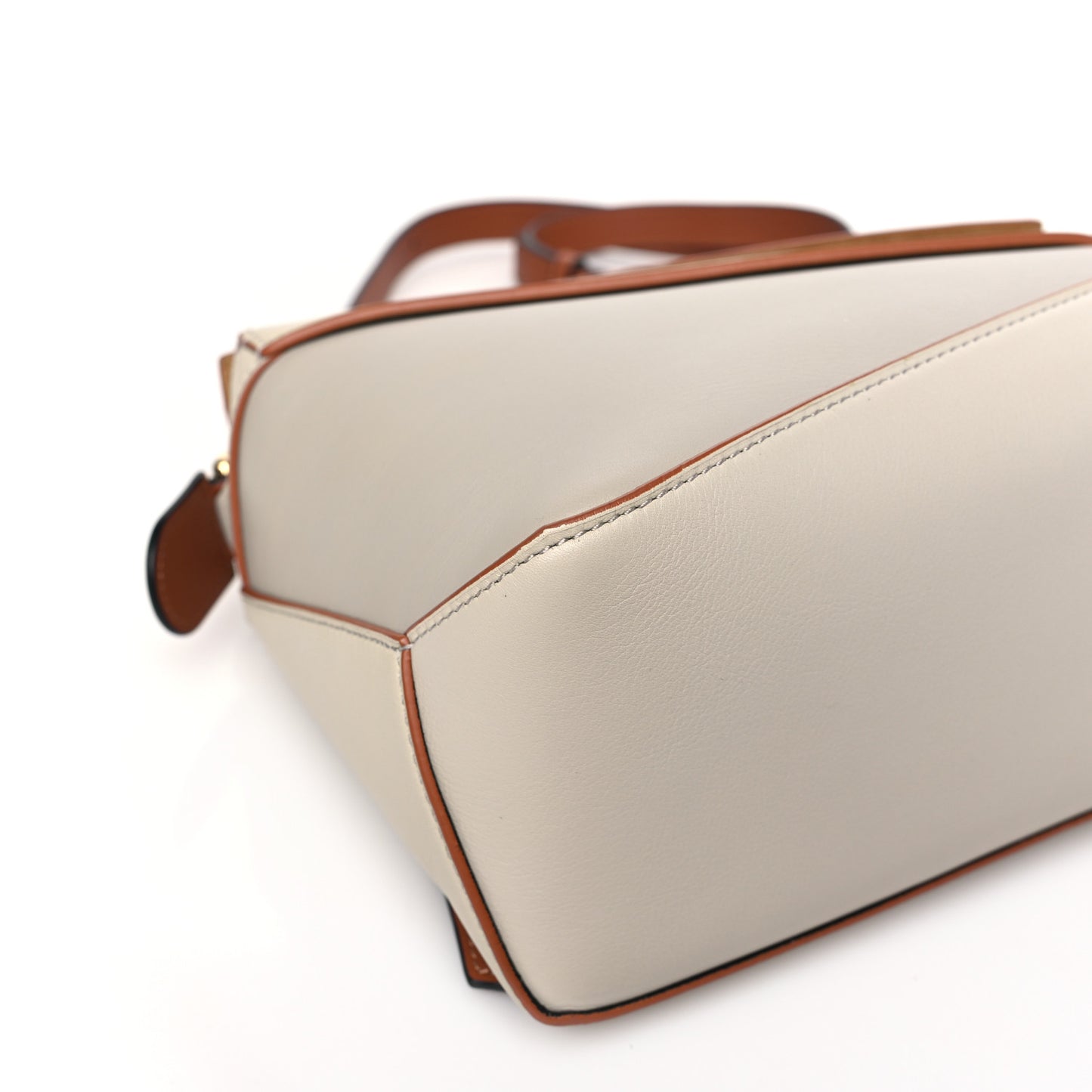 Calfskin Small Puzzle Edge Bag Ghost Soft White