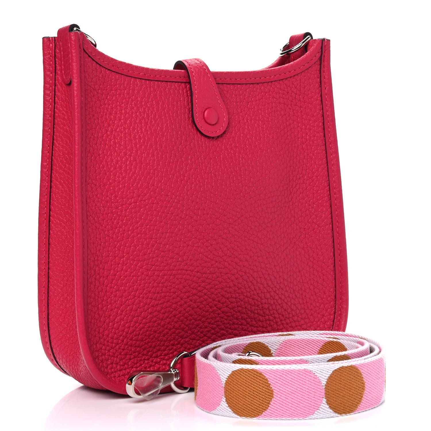 Hermes Taurillon Clemence Flipperball Sangle Evelyne TPM Framboise 2 of 4