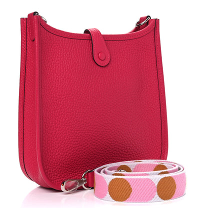 Hermes Taurillon Clemence Flipperball Sangle Evelyne TPM Framboise 3 of 5