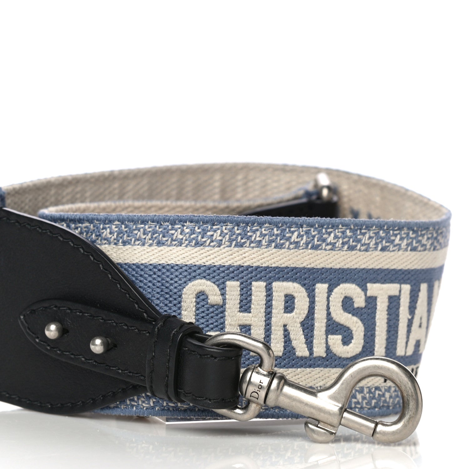 Christian Dior Canvas Embroidered Shoulder Strap Light Blue 2 of 9