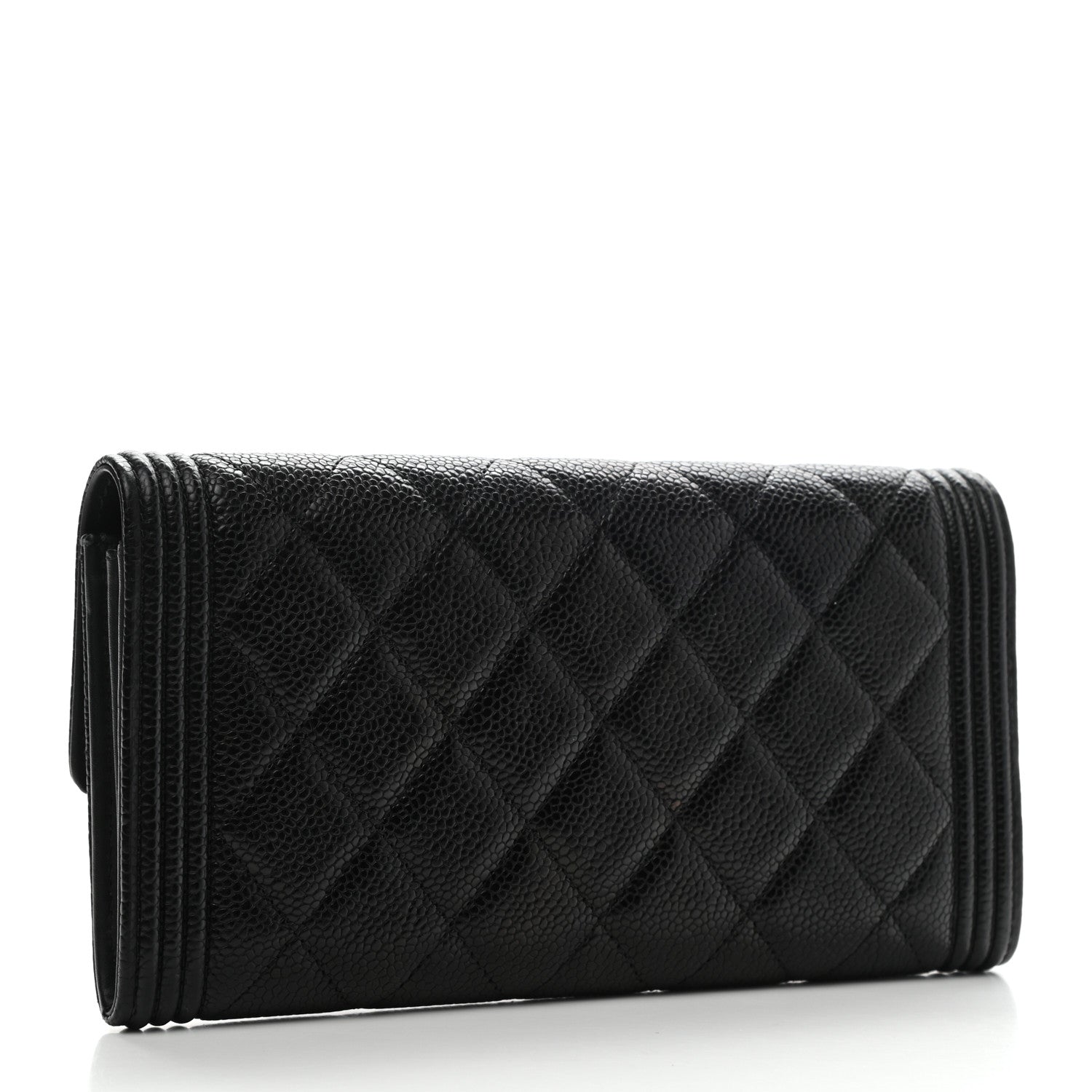 Chanel Caviar Quilted Large Boy Gusset Flap Wallet Black 3 of 9
