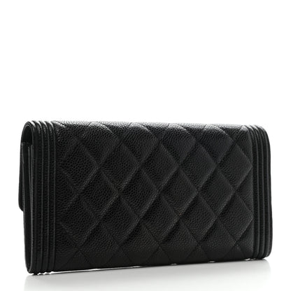 Chanel Caviar Quilted Large Boy Gusset Flap Wallet Black 3 of 9
