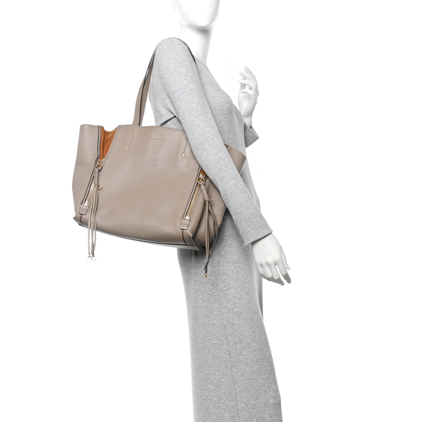 Smooth Calfskin Medium Milo Shopping Tote Motty Grey