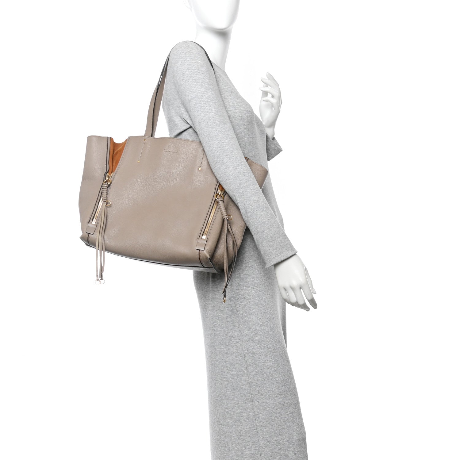 Chloe Smooth Calfskin Medium Milo Shopping Tote Motty Grey 2 of 9