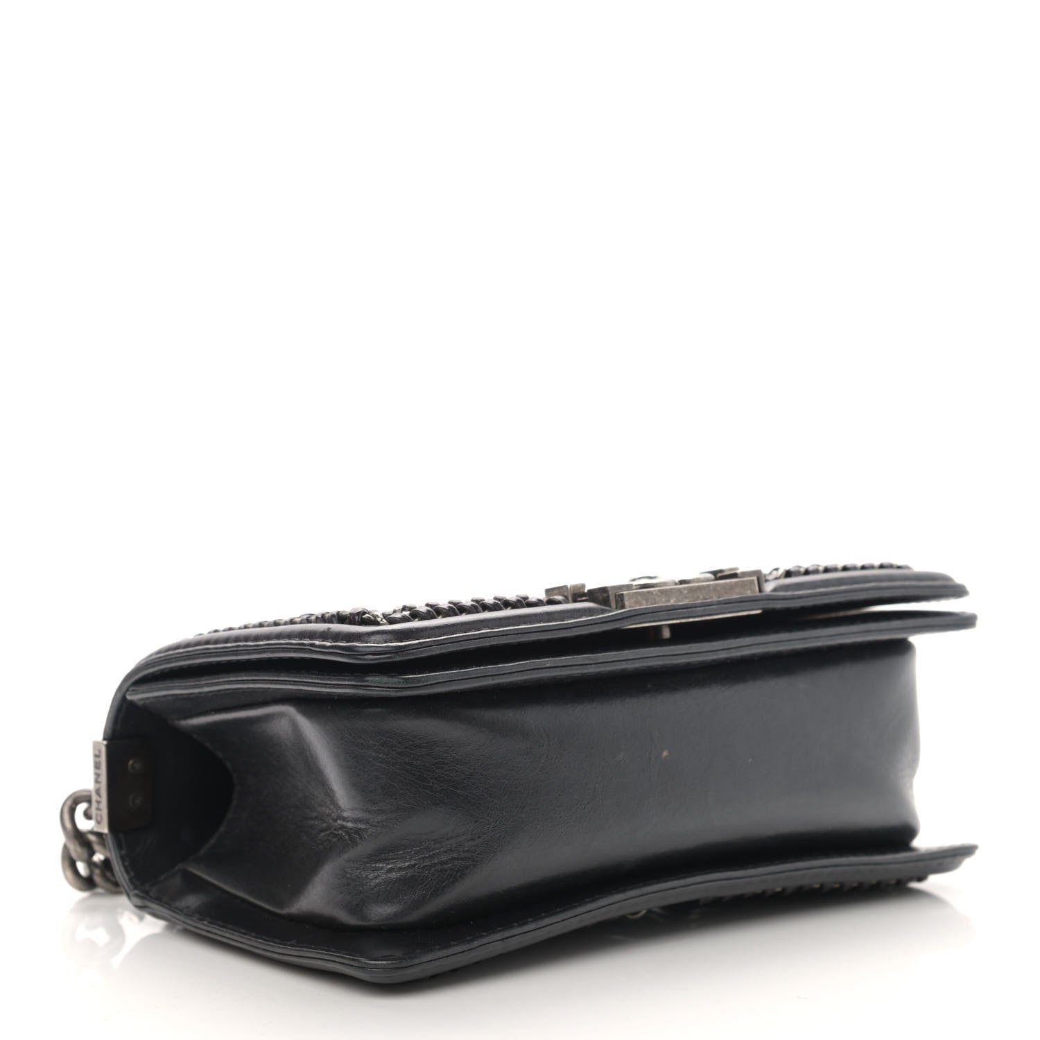 Chanel Shiny Goatskin Quilted Small Boy Top Handle Flap Charcoal 4 of 15
