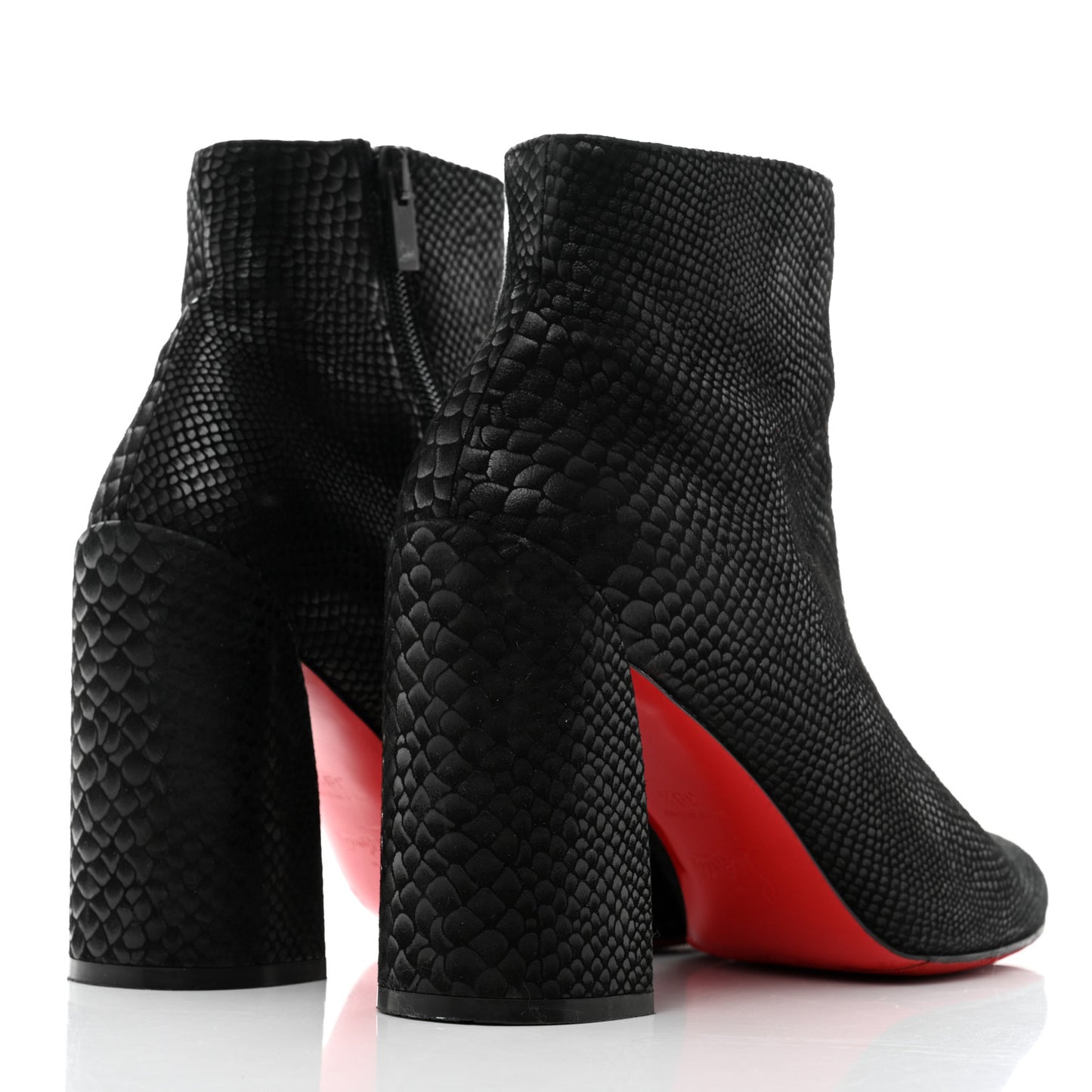 Calfskin Lizard Embossed Turela 85 Ankle Boots 39.5 Black