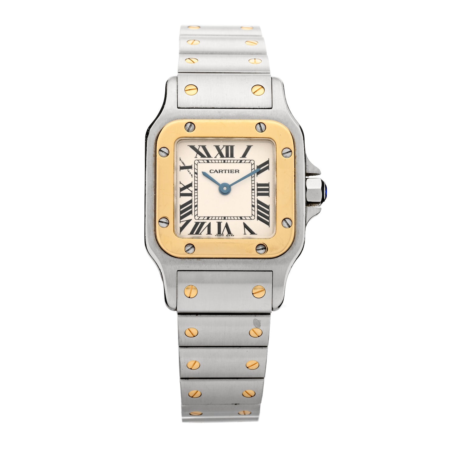 Stainless Steel 18K Yellow Gold 24mm Santos De Cartier Galbee Quartz Watch