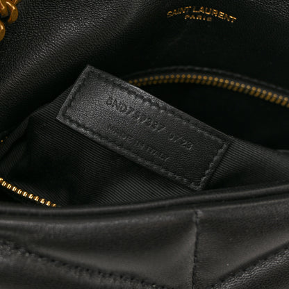 Saint Laurent Lambskin Quilted Toy Loulou Puffer Monogram Chain Satchel Black 7 of 12