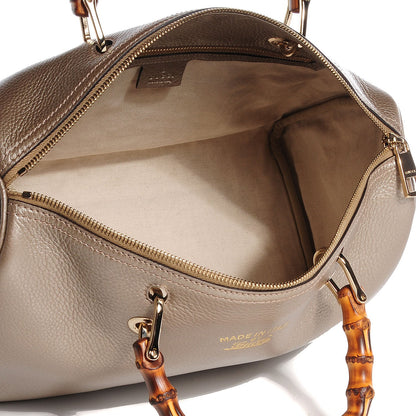Gucci Leather Bamboo Medium Shopper Boston Bag Golden Beige 5 of 7