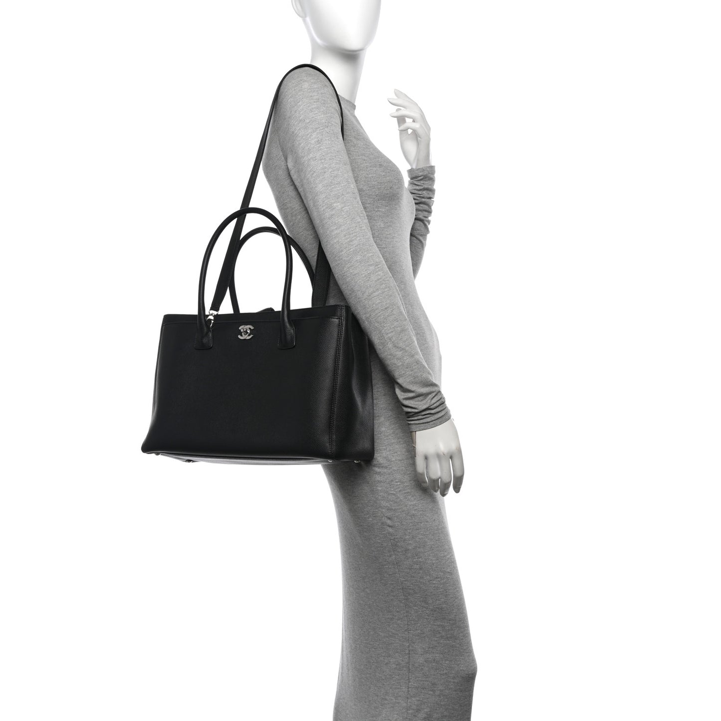 Calfskin Cerf Executive Shopper Tote Black