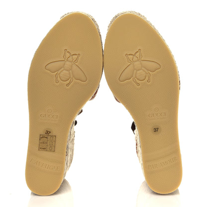 Gucci Nappa Matelasse GG Marmont Ankle Wrap Platform 35/120mm Espadrille Wedges 37 Cognac 6 of 6